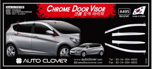 AUTOCLOVER CHROME DOOR VISOR SET FOR HYUNDAI ACCENT 2011-15 MNR