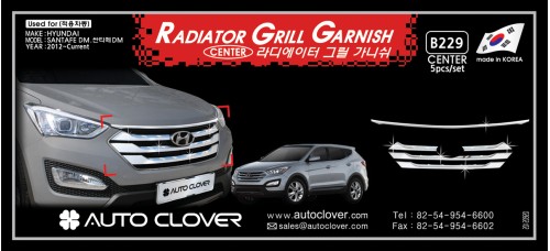 AUTOCLOVER RADIATOR GRILL GARNISH SET FOR HYUNDAI SANTA FE 2012-15 MNR