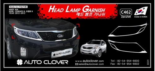AUTOCLOVER HEAD LAMP GARNISH SET FOR KIA SORENTO R 2012-13 MNR