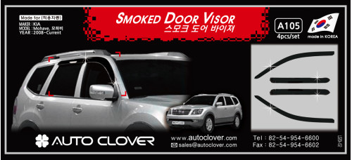 autoclover smoked door visor kia mohave 2008-15