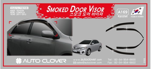 AUTOCLOVER SMOKED DOOR VISOR SET FOR TOYOTA COROLLA 2011-13 MNR