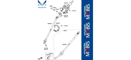 mobis steering column shaft hyundai genesis g80 2016-20