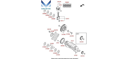 mobis crankshaft piston kit 2.4l engines hyundai kia 2007-20