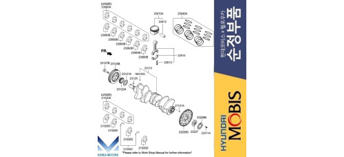 mobis crankshaft and pistons set g6db hyundai kia 2006-10